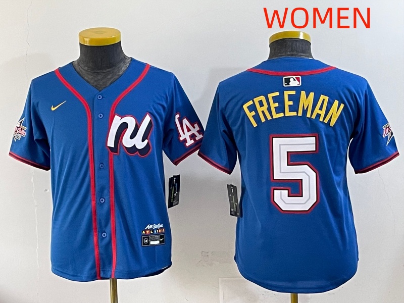 women 2025 Los Angeles Dodgers #5 Freeman Blue Nike 2025 MLB All Star Jersey style 001->women mlb jersey->Women Jersey